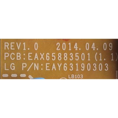 FUENTE DE PODER PARA TV LG / NUMERO DE PARTE EAY63190303 / EAX65883501(1.1) / LGP65-14PL3-IT / PANEL LD650DUF(FG)(A1) / MODELO 65LS33A-5D.AUSELH	 - Imagen 2